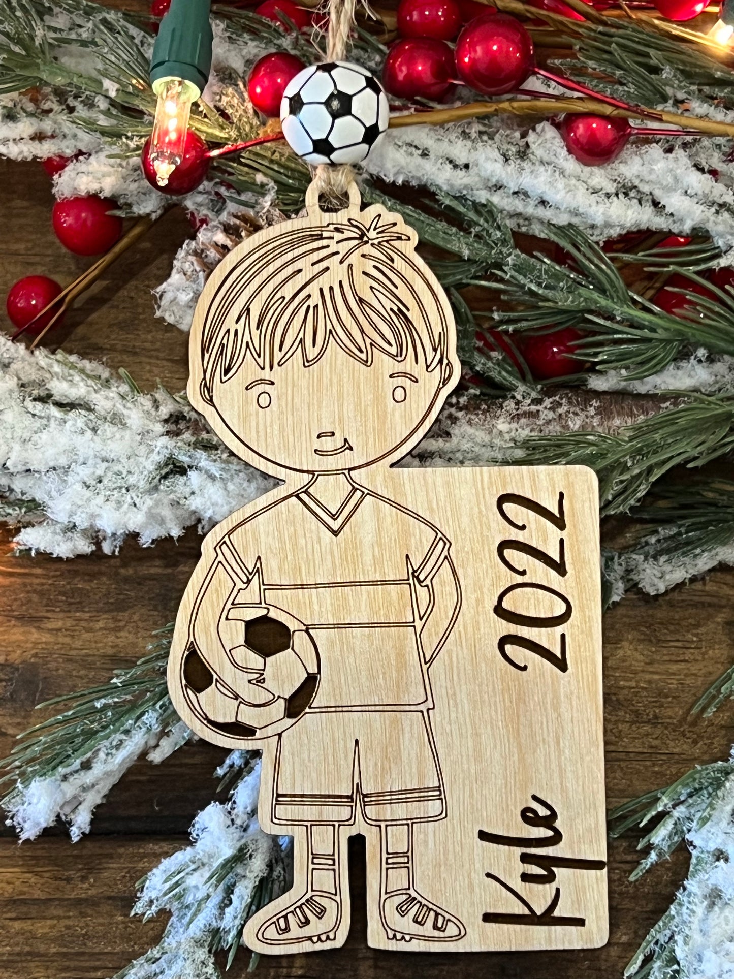 Soccer Boy/Girl Wooden Ornament