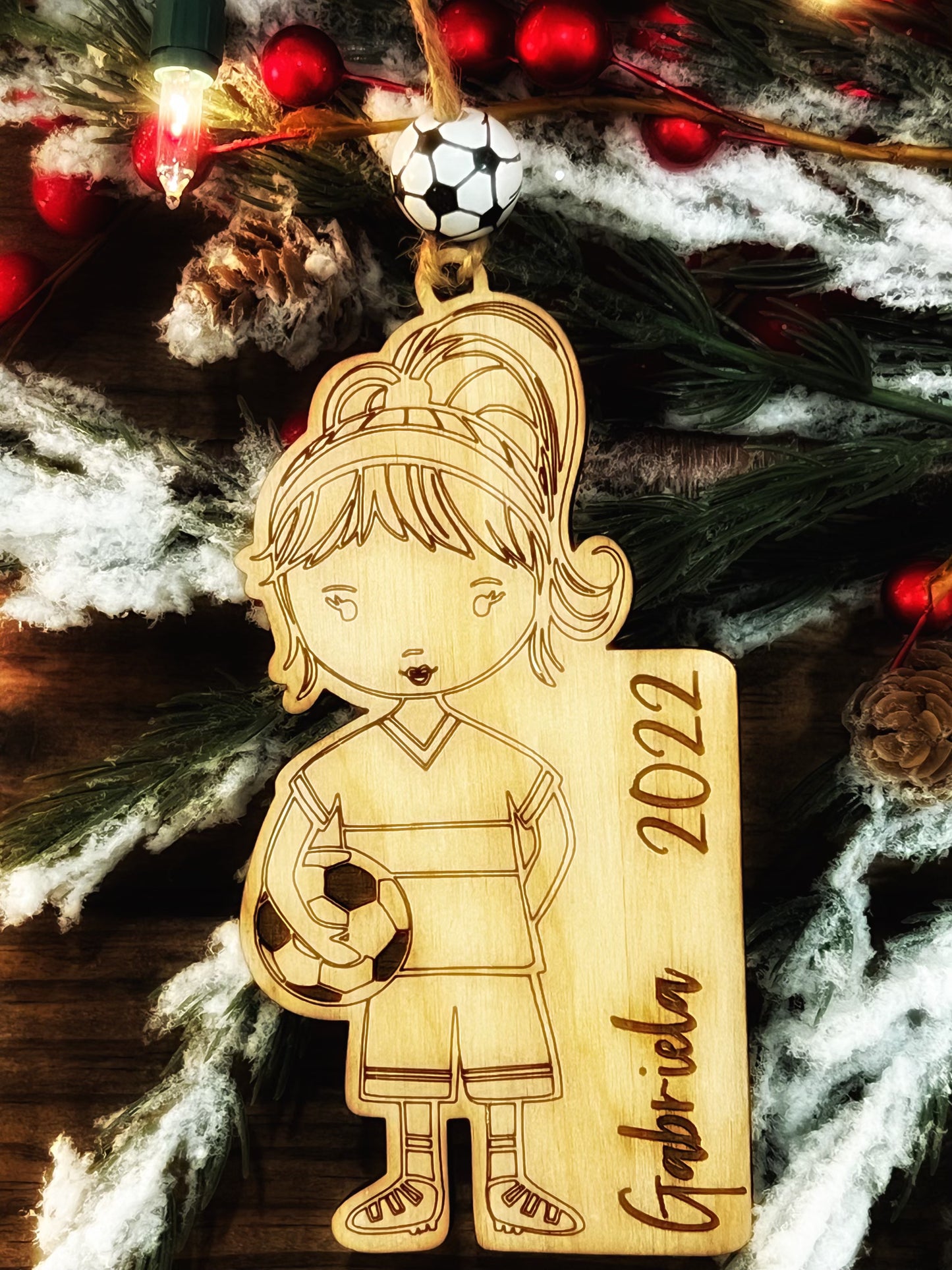 Soccer Boy/Girl Wooden Ornament