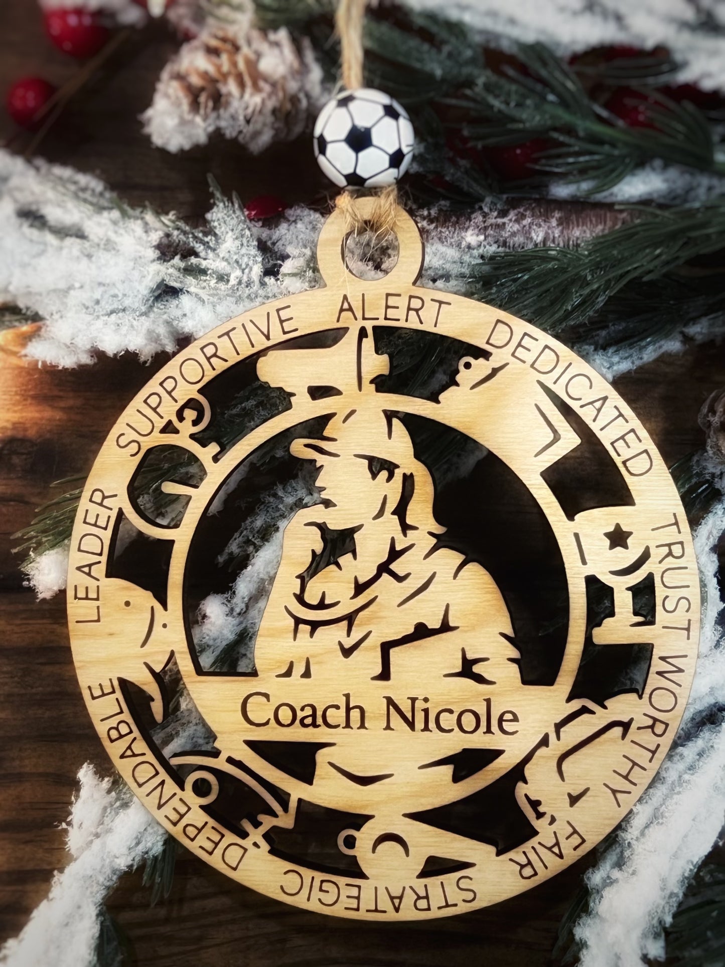 Custom Coach Wooden Ornament