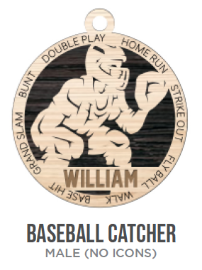 Baseball Catcher Sports Wooden Ornament