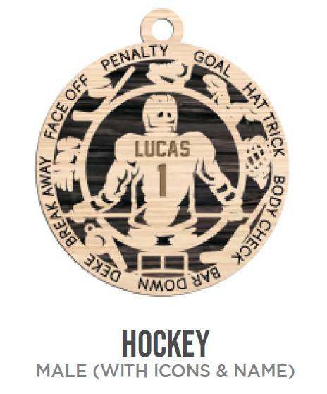 Hockey Sports Wooden Ornament