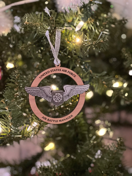 USAF Air Battle Manager Wings Wooden Ornament