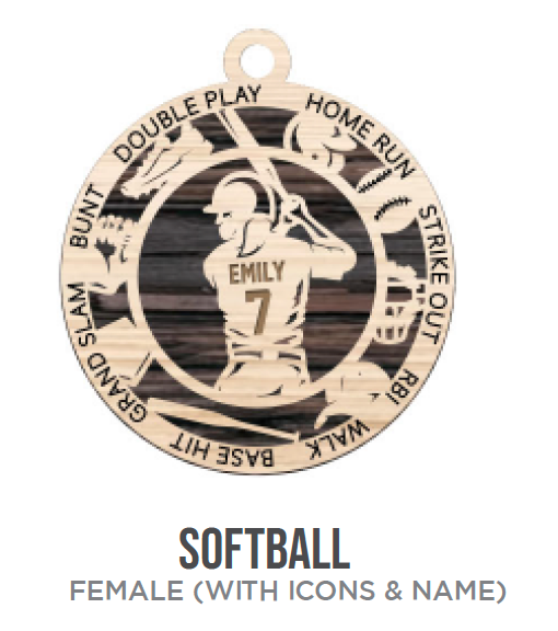 Softball Sports Wooden Ornament