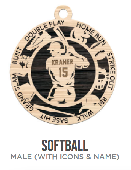 Softball Sports Wooden Ornament