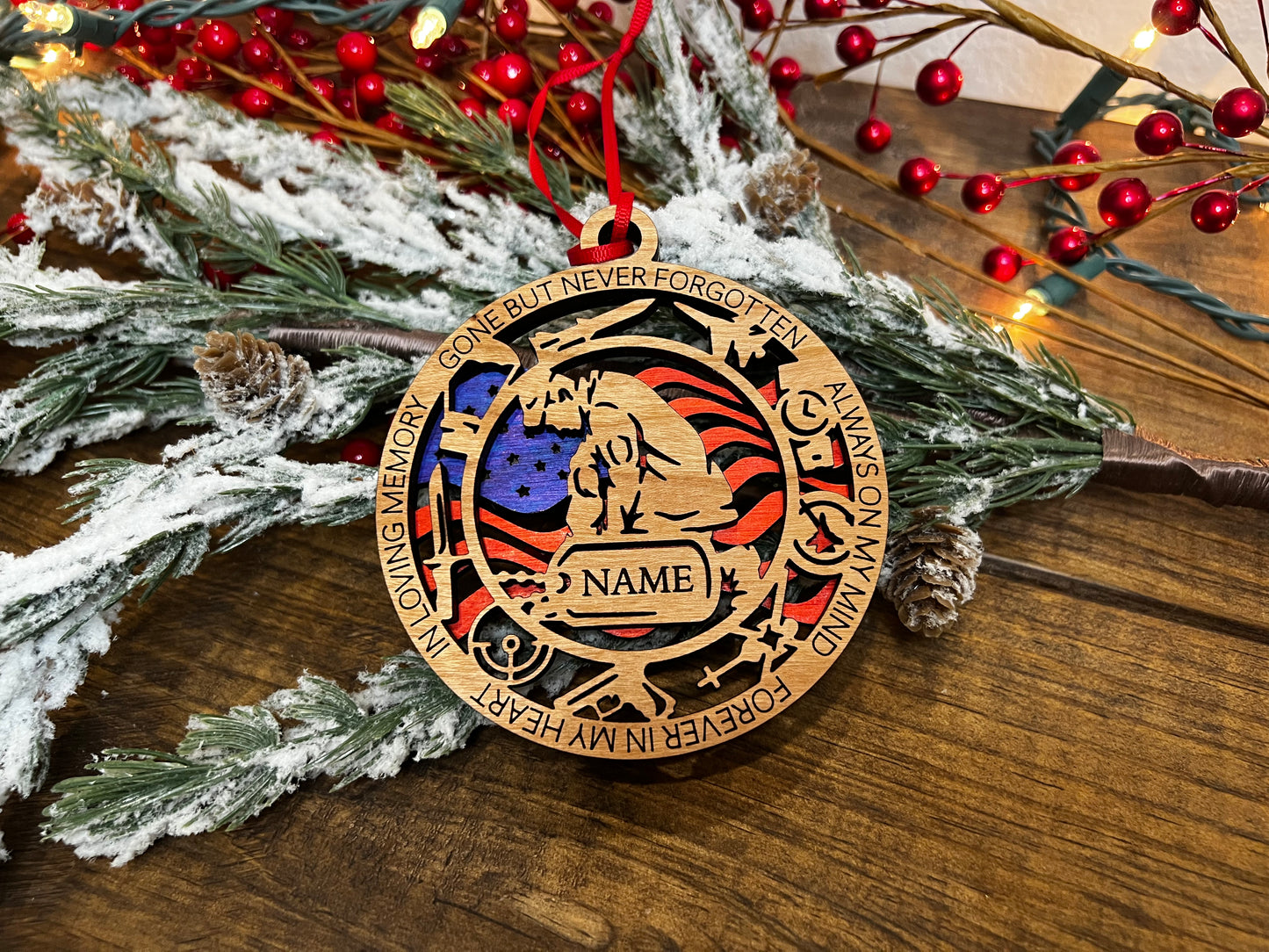 Military Memorial Wooden Ornament