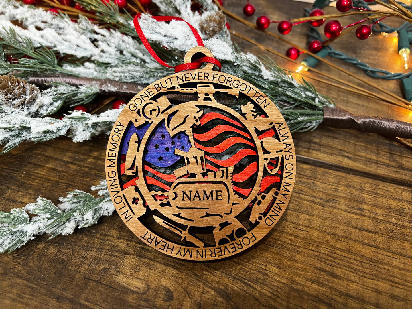 Military Memorial Wooden Ornament